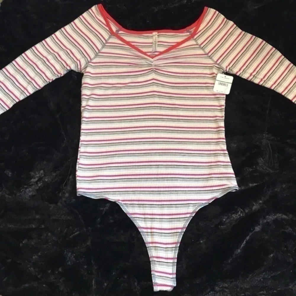 Free People Put a Stripe on It Thong Bodysuit. S, L - Picture 4 of 8